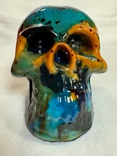 Unique Multi-Colored Resin-Sealed Skull Crafted Upcycled PLA Filament
