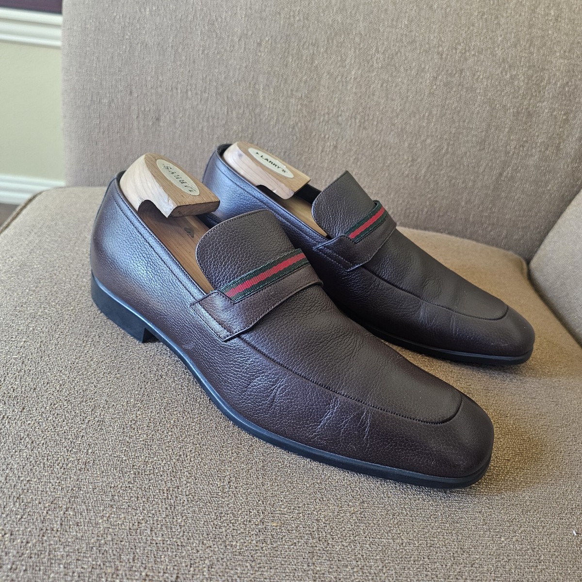 Gucci Web Accent Brown Leather Shoes Gucci Size 8/US 8.5  display picture 3