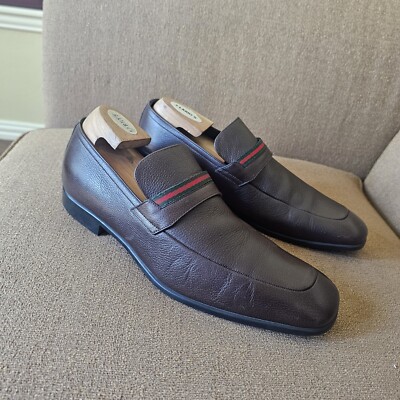 ロ*ス様 Gucci archive side Elastic leather Gucci Web Accent Brown Leather Shoes Gucci Size 8/US 8.5 Men's | eBay