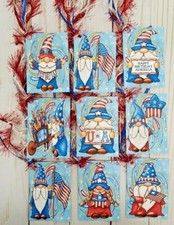 9 Patriotic Gnomes Handmade Gift Tags Scrapbooks Junk Journals Crafts Parties