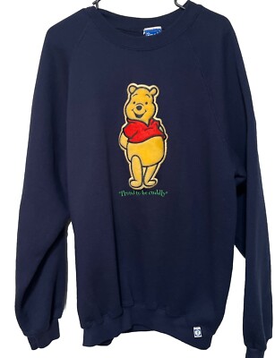 Disney Woman s Size XL Winnie The Pooh Navy Sweater Discus Athletic Vintage 