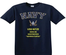 USS NITZE  DDG-94* DESTROYER*EAGLE SHIRT. NAVY OFFICIALLY LICENSED