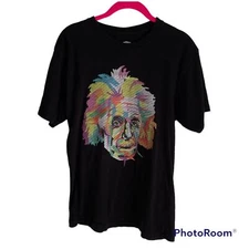 Bioworld Albert Einstein Black Multicolor Mens Casual Tee, M