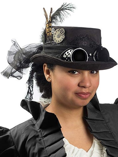 Steampunk Top Hat Deluxe Black Velvet 