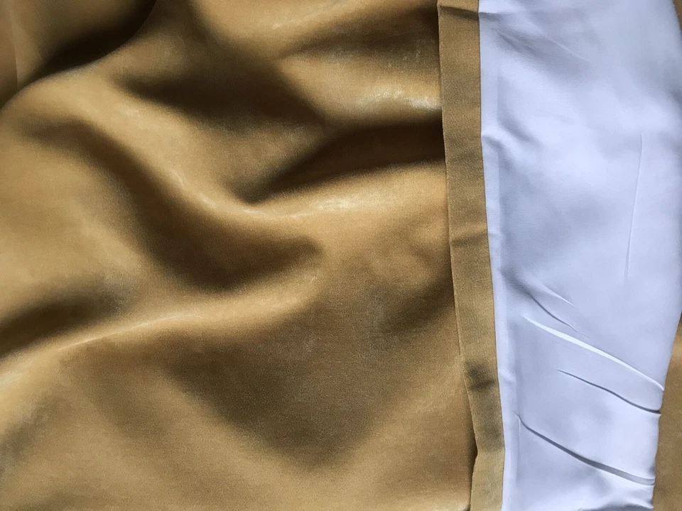 Next Pair Of Yellow Ochre Velvet Eyelet Curtains Lined 46” W X 54” L - Image 4 of 4