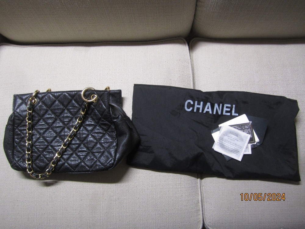 CHANEL Black Caviar Gold Plated Grand Timeless Classic Tote Bag