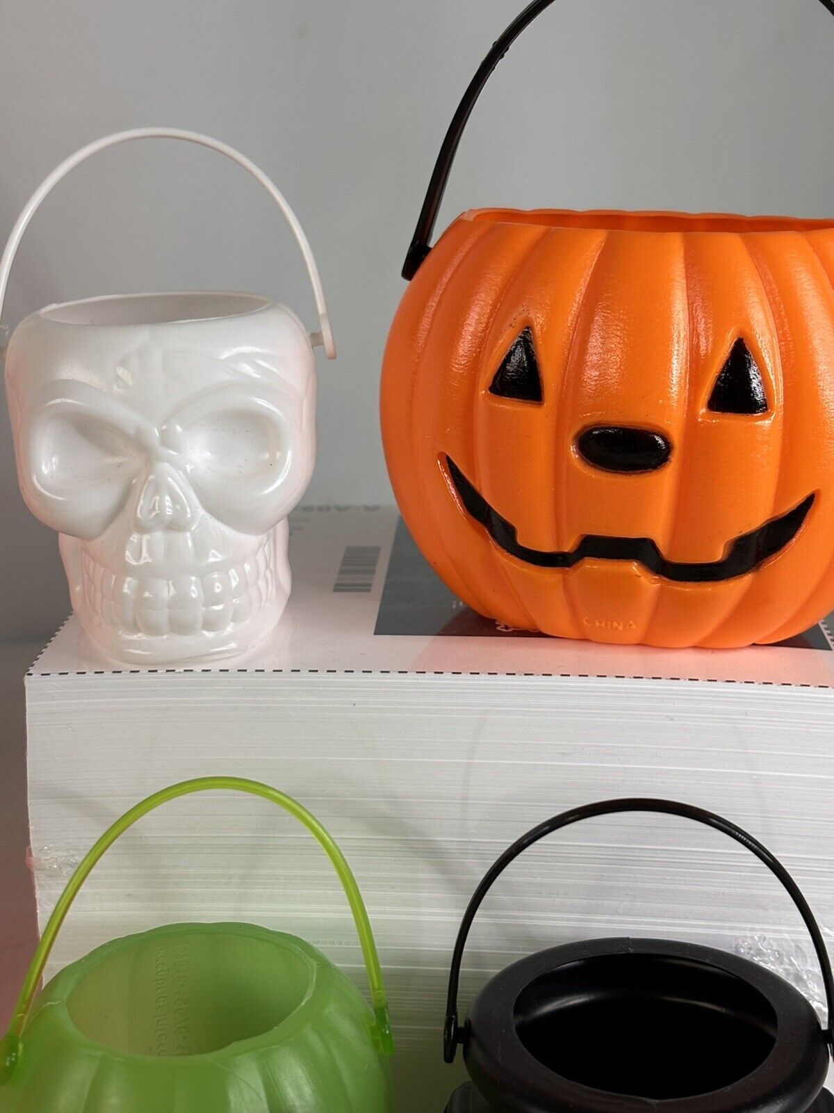 Halloween Alien Treat Bucket Collection 4 Mini Pails Framed Vintage Treat Bag