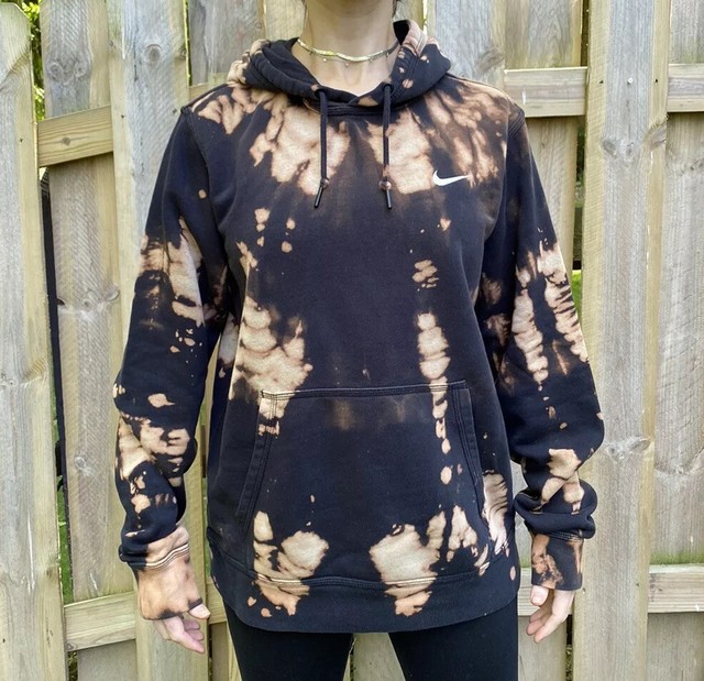 Nike Swoosh Custom Vintage Bleach Tiedye Hoodie Sweatshirt Upcycled eBay