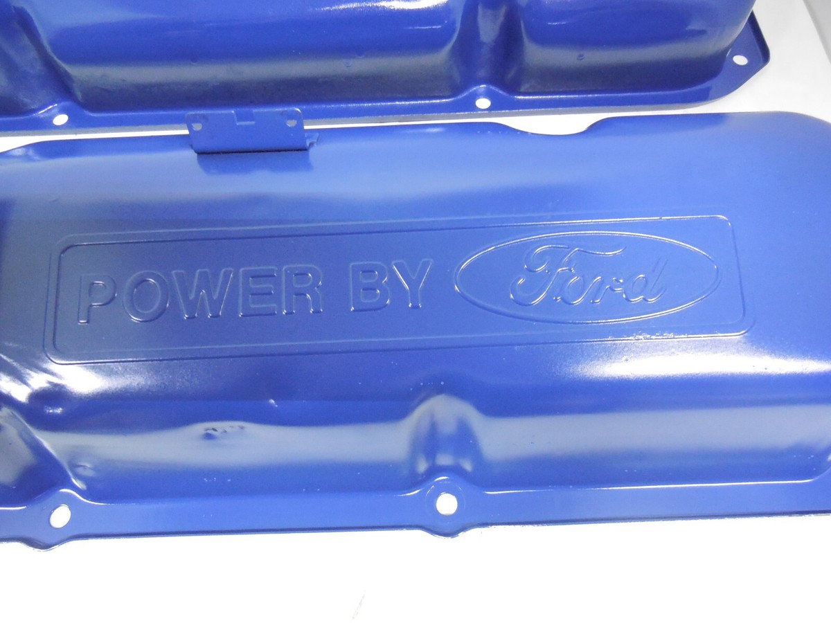 PAIR 1970 1971 FORD 351C 4V POWER BY FORD VALVE COVERS W/ DRIPPERS