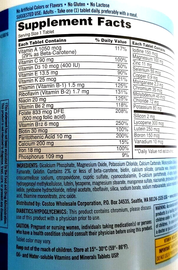 Kirkland Signature Daily Multi 500 comprimidos CADUCIDAD 07/2026 Foto 2 de 4