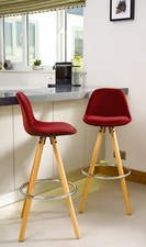 Bar Stools Kitchen Breakfast Chairs Dining Modern Wooden Velvet | Set of 2 