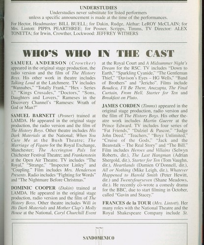 Playbill + The History Boys + Richard Griffiths, Russell Tovey , Samuel Barnett - Picture 5 of 7