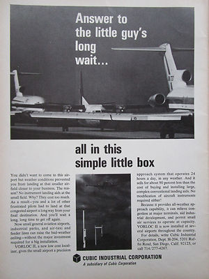 6/1969 PUB CUBIC INDUSTRIAL CORP VORLOC II PRECISION APPROACH SYSTEM ORIGINAL ANZEIGE