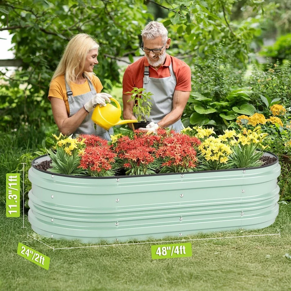 WORKPRO 2PC 4x2x1ft Metal Planter Box Galvanized Raised Garden Bed Set Patio Kit - Image 2 of 4