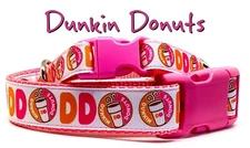Dunkin Donuts dog collar handmade adjustable buckle 1"or 5/8" wide or leash 