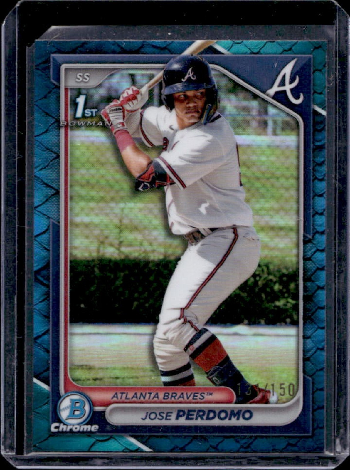 2024 Bowman Chrome Jose Perdomo Reptilian Blue Refractor 1st #/150 Braves