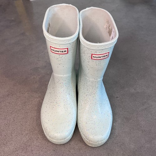Hunter Spearmint Glitter rain boots kids 3b 4g outdoor shoes