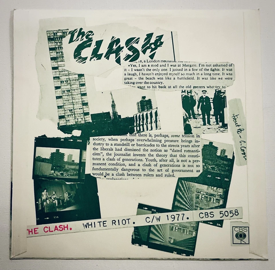 1977 UK 1st Press THE CLASH WHITE RIOT Vinyl 7” CBS 5058 A2/B2 EX/EX - Изображение 2 из 4
