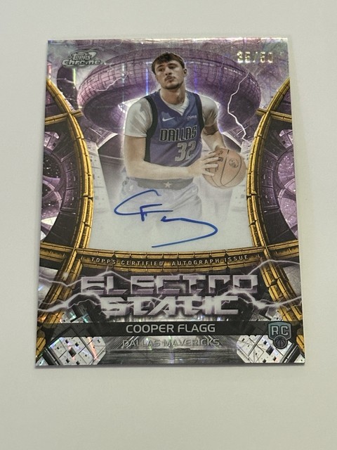 2025-26 Cosmic Chrome Electro Static Gold RC Auto Cooper Flagg #35/50 Mavericks