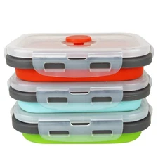ECOmorning 3 Piece Silicone Food Storage Containers Collapsible Bowl