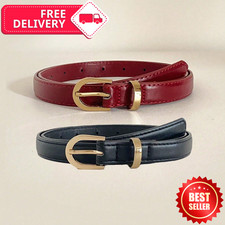 Womens Faux Leather Belt Thin Skinny Pin Buckle Waist Strap Jeans Dress Trousers