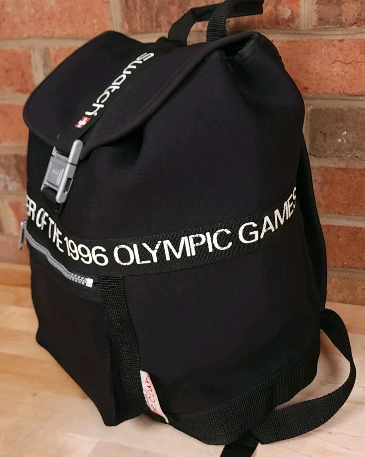 Bolso Mochila Swatch Cronometrador de los Juegos Olímpicos 1996 Neopreno Negro De Colección  Foto 2 de 4