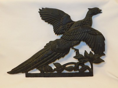 Vintage Cast Aluminum Metal Flying RINGNECK PHEASANT Wall Decor Plaque 15x9.5