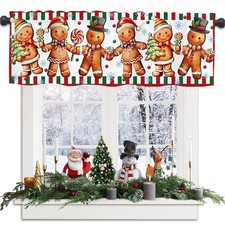 54x18 Inch Christmas Window Valances Gingerbread Candy Winter Curtains