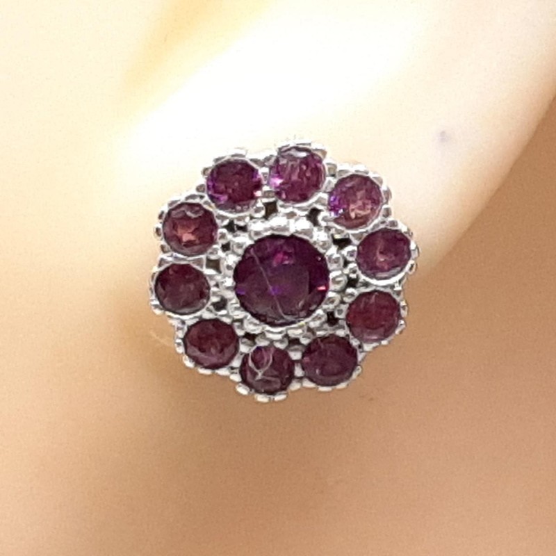 World Class 3.00ctw Rhodolite Garnet 925 Sterling Silver Stud Earrings