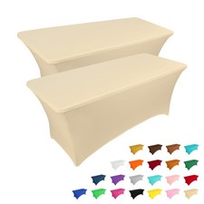 2 Pack 4FT Table Cloth for Rectangular Spandex Champagne Cover