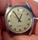 Vintage 1973 Timex Viscount Automatic Watch Water Resistant Runs & Stops Lot #9