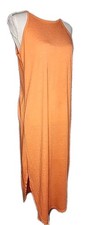 • Shein Women's Sleeveless Midi Shift Dress Size 6 Orange Side Slits