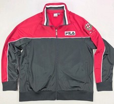 Vintage 90s Fila Sport Italia Mens Size XL Track Jacket Black Red Soccer Zip Up