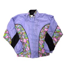Vintage Reebok Womens Vintage Windbreaker Jacket Lavender Abstract Print Size L