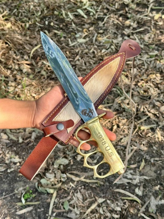 AK CUBIERTOS PERSONALIZADO HECHO A MANO ACERO INOXIDABLE CUCHILLO BOWIE MANGO HECHO POR LATÓN Foto 3 de 4
