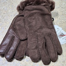 NEW WOMENS BURNT CEDAR LARGE UGG SEAMED SHEEPSKIN TECH GLOVES 172 17371