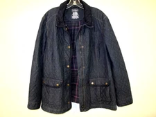 LLBean Quilted Navy Jacket Ladies sz XL 40-42" Misses #293858 Corduroy Collar