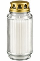Bolsius Grabkerze Weiß Klarglas Grablicht Golddeckel 100H Grableuchte 17,3Cm