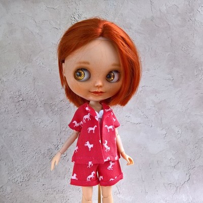 summer outfit for Blythe doll, wide pants and jacket