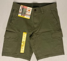 Copper Oak Mens Ripstop Cargo Shorts 32 GREEN Flex Waist Stretch Cotton 10" IN