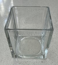Clear Glass Square Vase with Glossy Finish
