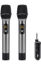 Wireless Microphone System UHF All Metal Cordless Dual Handheld Dynamic Mic New