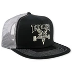 Thrasher Magazine EMBROIDERED SKATE GOAT LOGO Skateboard Trucker Hat BLACK/GREY