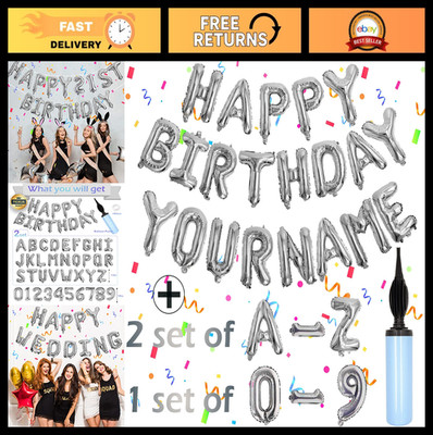 76pcs Birthday Balloon Set - Silver Foil Letters, A-Z & 0-9, Happy Birthday Deco