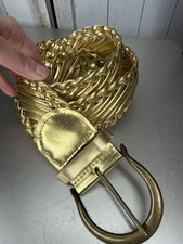 Vintage Gold Braided Belt 39in Women  s Metallic Woven Statement 80s 90s
