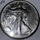 1945 - D 50C Walking Liberty Half Dollar Uncirculated Frosty