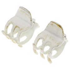Paris CP2925 French Hair Clip for Women, Small Set of 2 White Gold Girls Hair Cl