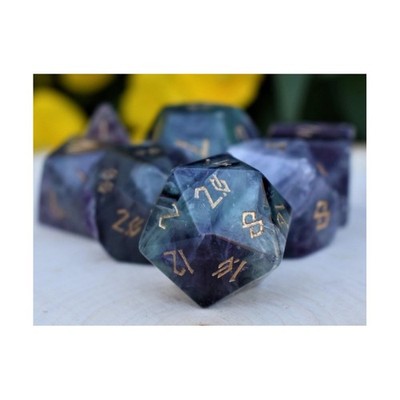 Misty Mountain Stone Dice Poly Set - Lila Fluorit Mit Gold (7) Neu