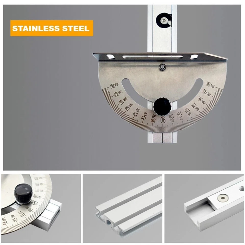 Table Saw Miter Gauge Angle Ruler With Track Stop Backer Woodworking Push Handle - Image 2 of 4