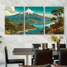 3pcs Volcano & Lake Landscape Perfect Wall Art Canvas Unframed/Framed